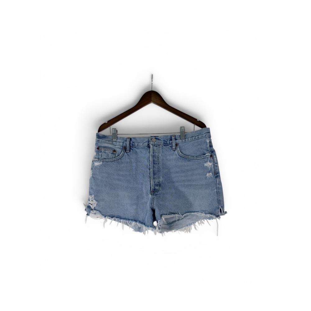 AGOLDE Dee High Rise Distressed Denim Shorts Light Wash Size 34 A9034-1141 - Picture 1 of 6